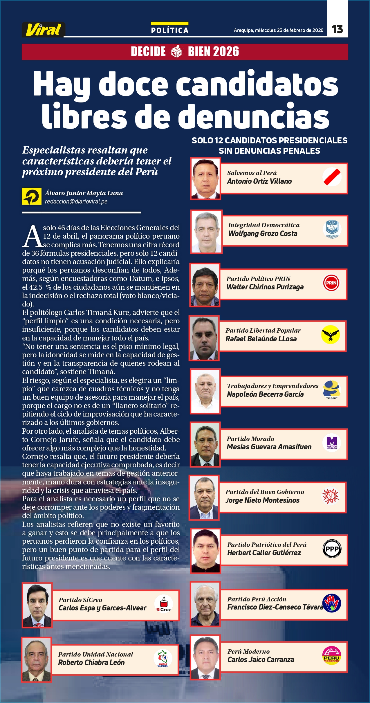 Elecciones en Perú: 42.5 % de votantes sigue indeciso y solo 12 candidatos presidenciales no tienen procesos